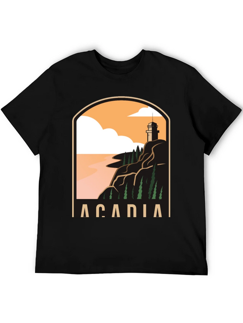 Acadia National Park T-Shirt - Coastal Lighthouse Graphic Tee