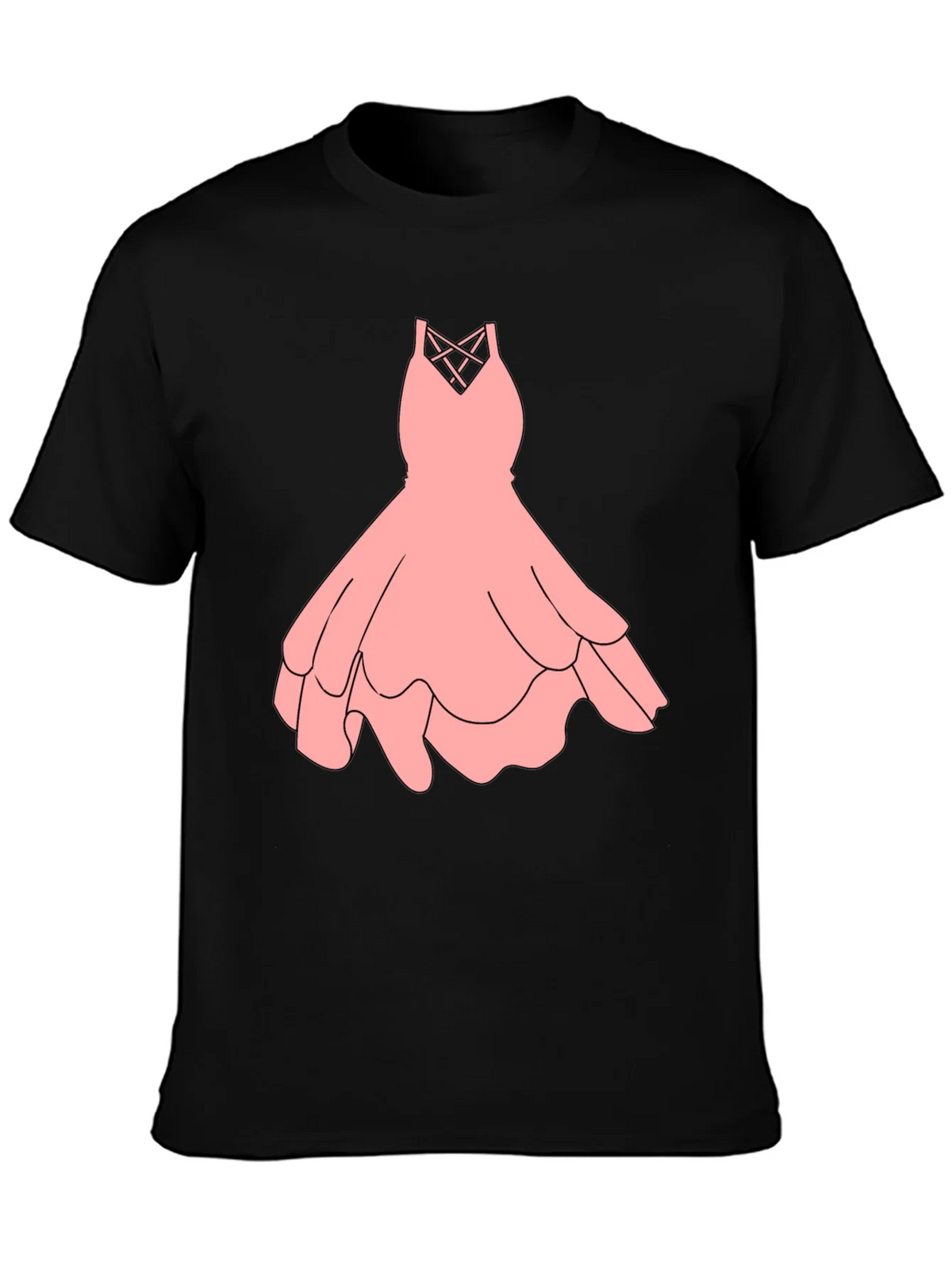 Black Tee with Pink Dress Graphic