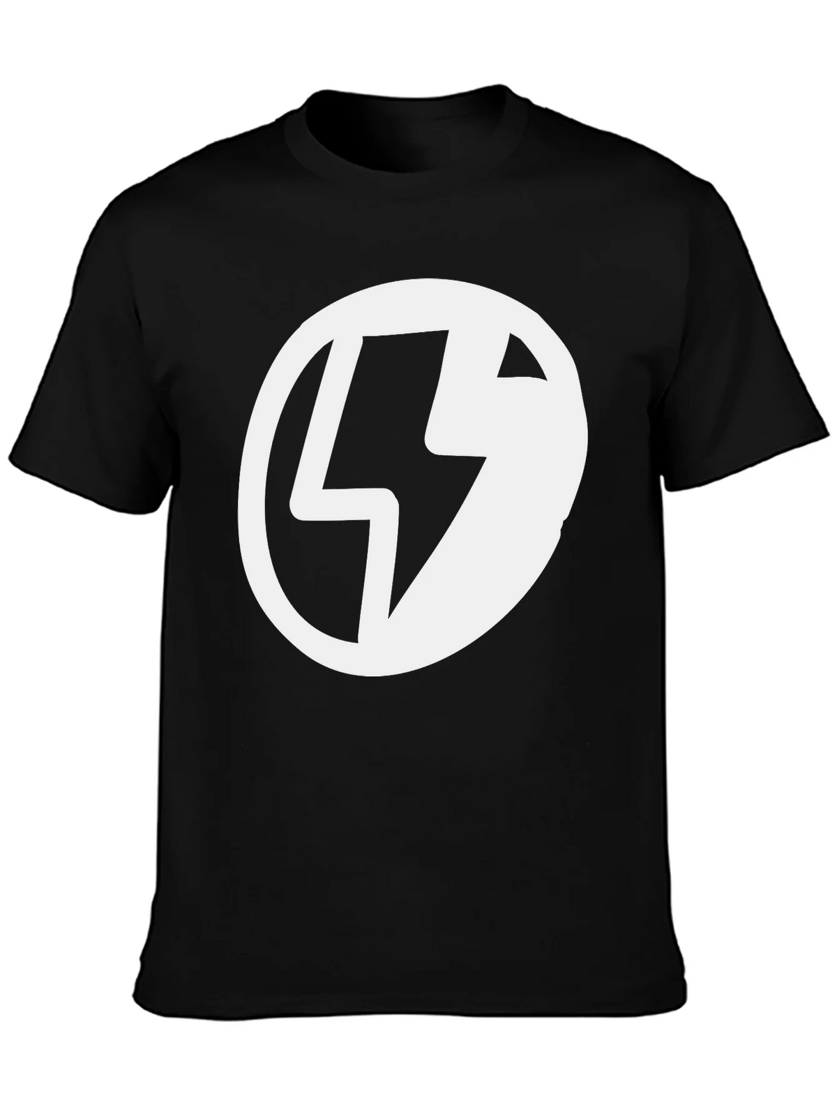 Black T-Shirt with Lightning Bolt Circle Graphic
