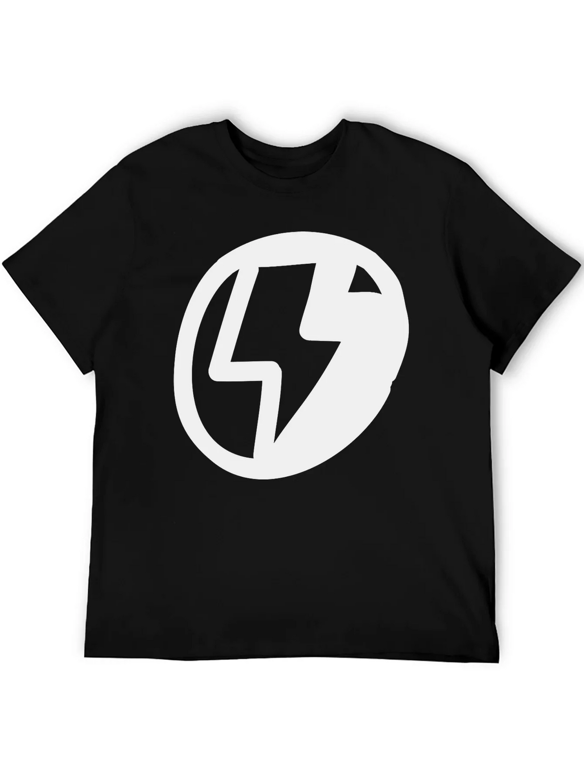 Black T-Shirt with Lightning Bolt Circle Graphic