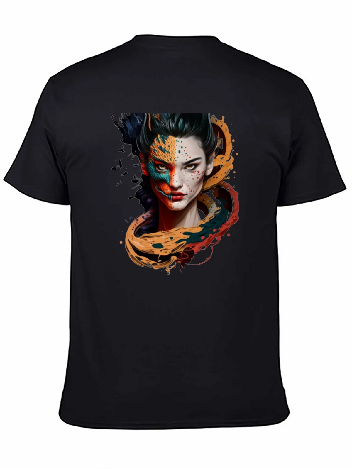 Artistic Woman Graphic Black T-Shirt