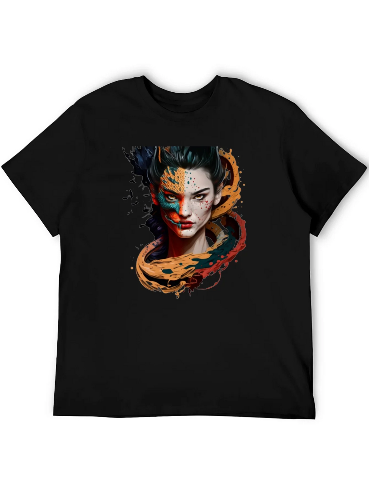 Artistic Woman Graphic Black T-Shirt