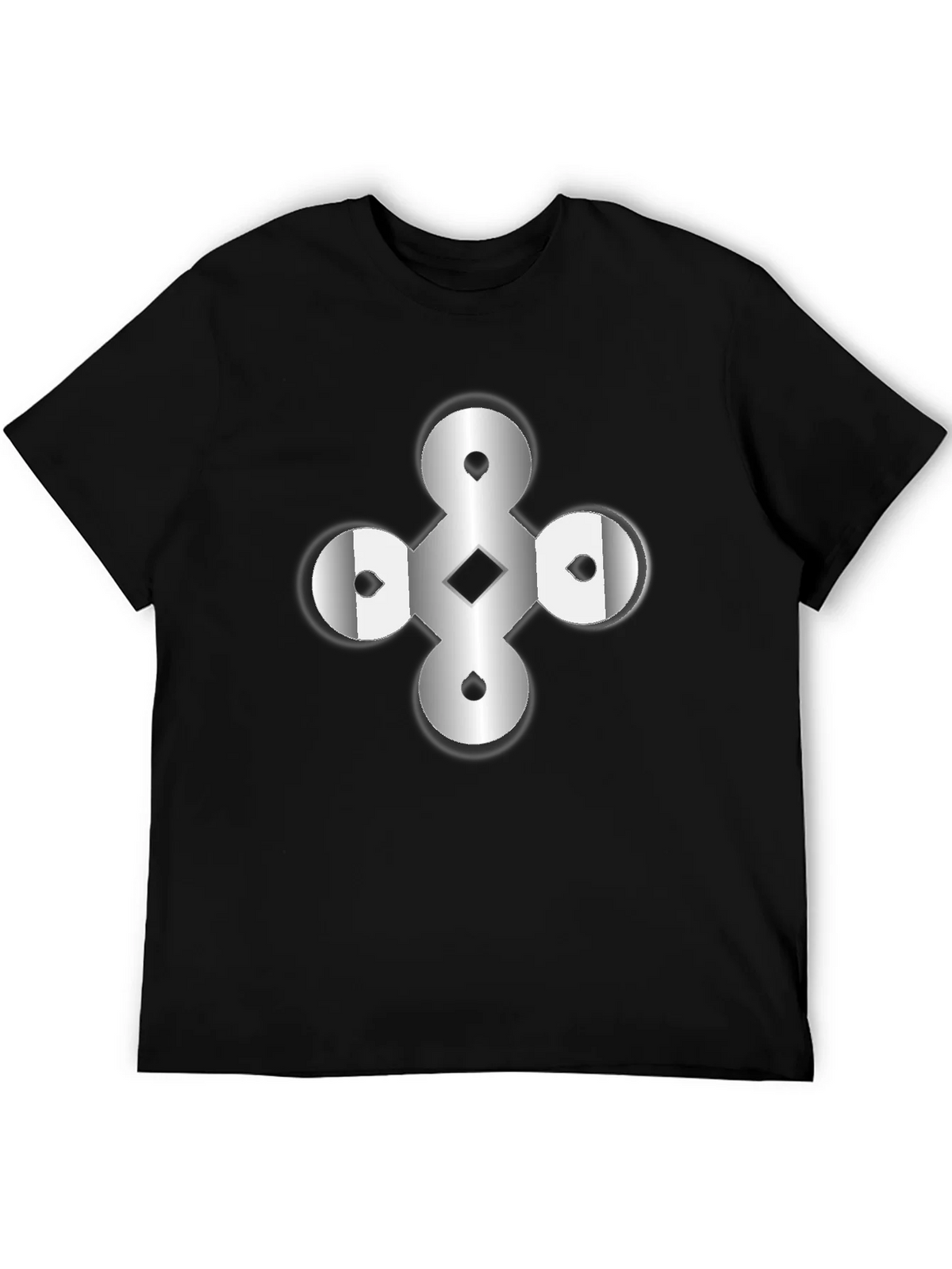 Abstract Geometric Graphic Print Black T-Shirt