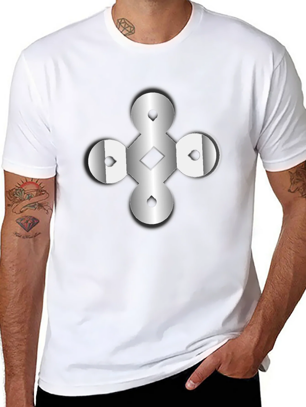 Abstract Geometric Graphic Print Black T-Shirt
