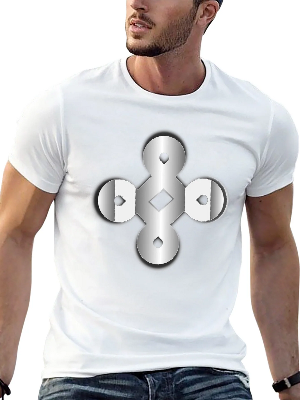Abstract Geometric Graphic Print Black T-Shirt