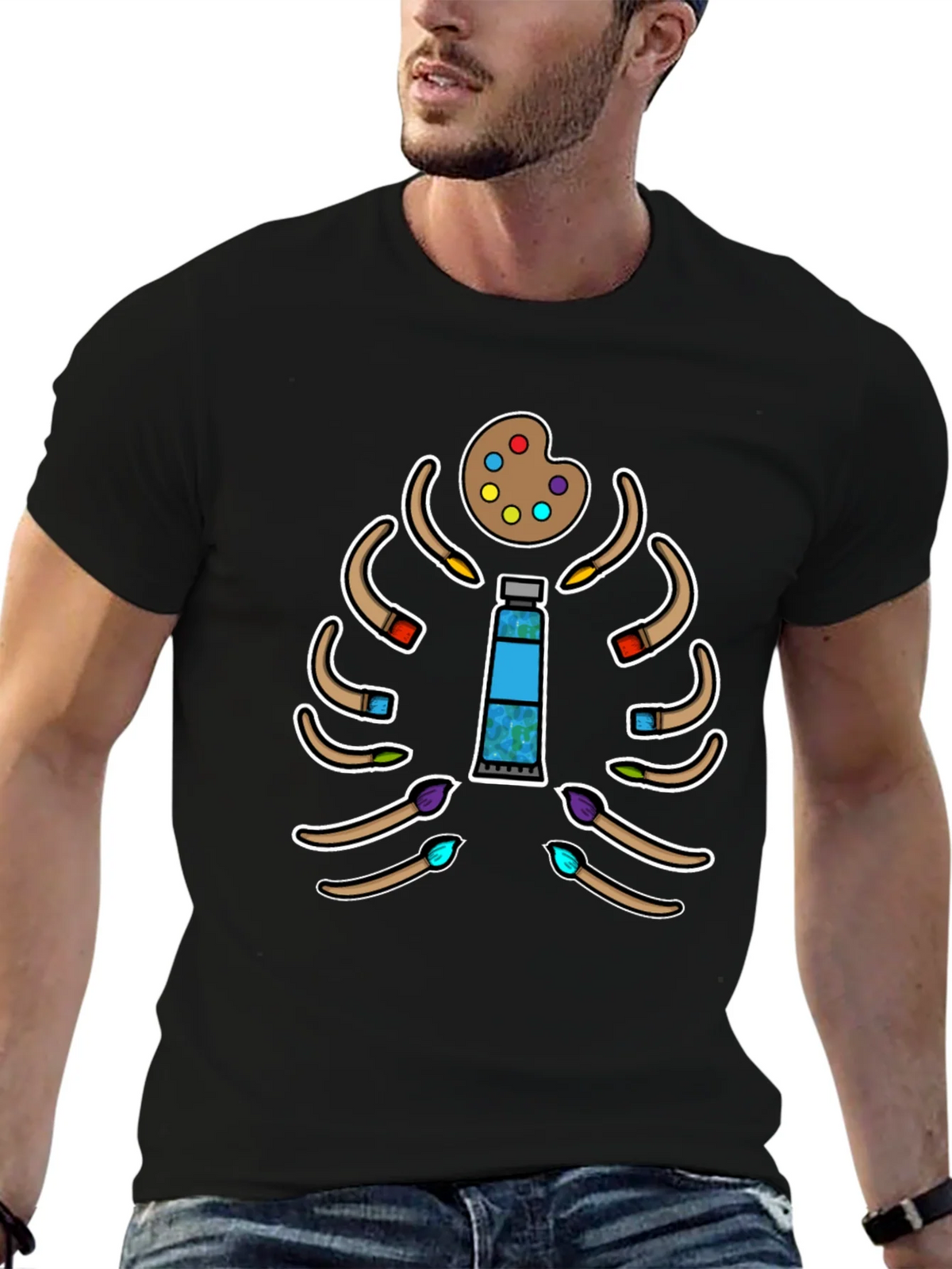 Artist Skeleton Rib Cage T-Shirt - Painting Passion