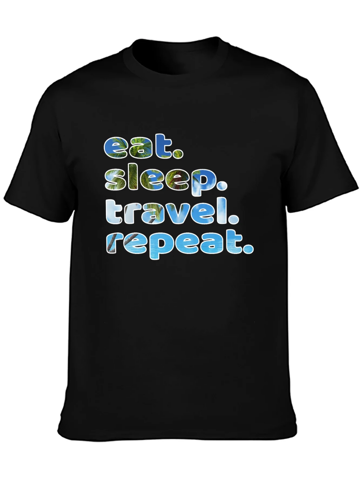 Eat Sleep Travel Repeat Black Graphic T-Shirt