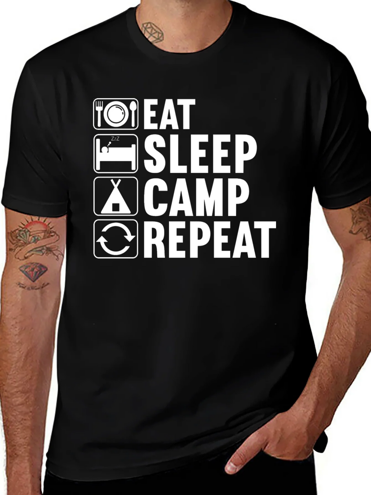 Eat Sleep Camp Repeat Graphic Tee